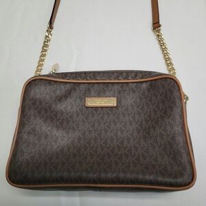 Michael Kors Dark Brown Shoulder Bag with Gold Chain